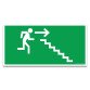 Signalétique évacuation - Homme descendant escalier, flèche droite  - 300 x 150 mm - PVC
