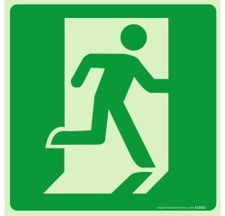 Panneau évacuation - Sortie de secours à droite - E002  - 125 x 125 mm - PVC