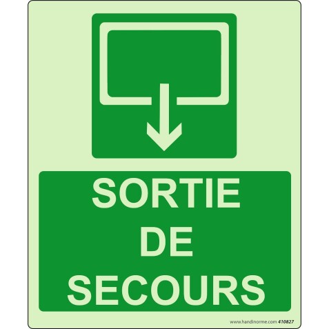 Panneau évacuation - Sortie de Secours - 300x250 mm - Photoluminescent
