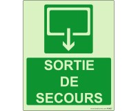 Panneau sécurité - Sortie de Secours 300x250mm - Photoluminescent