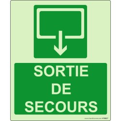 Panneau sécurité - Sortie de Secours 300x250mm - Photoluminescent  - Vinyle Souple Autocollant