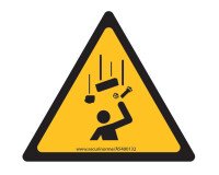 Signalétique danger W035 - Chute d'objets - Norme ISO 7010  - PVC - 200 mm