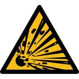 Signalétique de danger - Matières explosives - W002 - ISO 7010  - 100 mm - Vinyle Souple Autocollant
