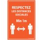 Panneau Respectez les distances - Orange A5-A4 - autocollant ou panneau - A5 - Vinyle