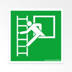 Panneau Evacuation - Fenêtre de secours avec échelle - ISO 7010 - E016