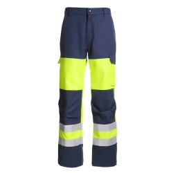 Pantalon Workwear - Renforts Genoux Jaune Fluo/Bleu Marine - Taille 44