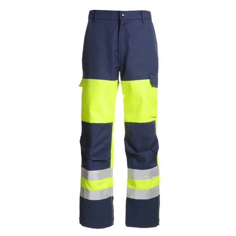 Pantalon Workwear - Renforts Genoux Jaune Fluo/Bleu Marine - Taille 44