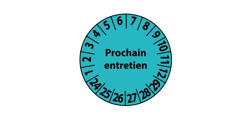 Pastilles Calendrier - Prochain entretien - Coloris bleu  - Vinyle Souple Autocollant