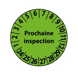 Pastilles vinyle - Prochaine inspection 25 mm - Lot de 7  - Vinyle Souple Autocollant coloris vert