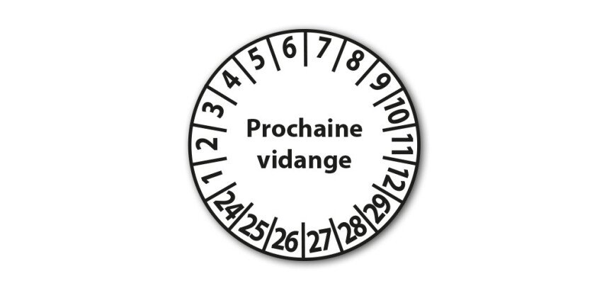 Pastilles Calendrier - Prochaine vidange - Ø 25 mm - Vendues en lot