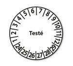 Pastilles Calendrier adhésives "Testé" Ø 25 mm - Vendues en lot