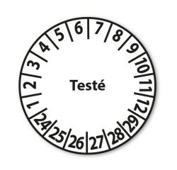 Pastilles Calendrier adhésives "Testé" Ø 25 mm - Vendues en lot
