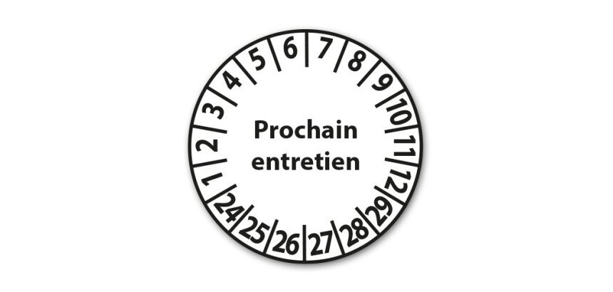 Pastilles - Calendrier entretien prochain - 25 mm - 25 ex