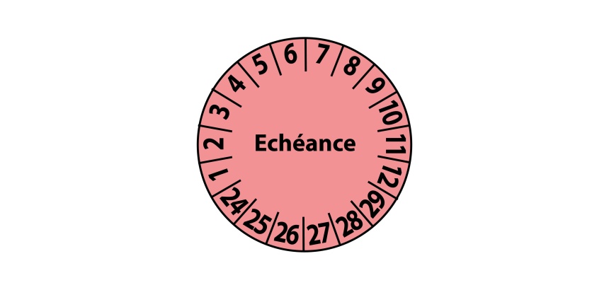 Pastilles inspection Échéance – Coloris rose – Adhésif Ø25 mm  - Vinyle