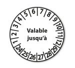 Pastilles d'inspection "Valable jusqu'à" - Adhésif - Ø 25 mm