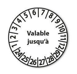 Pastilles d'inspection "Valable jusqu'à" - Adhésif - Ø 25 mm