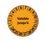 Pastilles Calendrier adhésives - Valable jusqu'à... - Ø 25 mm  - Vinyle
