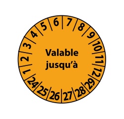 Pastilles Calendrier adhésives - Valable jusqu'à... - Ø 25 mm  - Vinyle