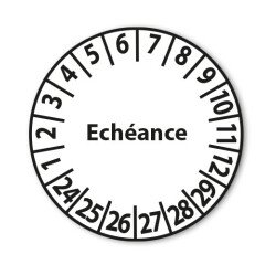 Pastilles d'inspection "Calendrier Échéance" - Adhésif - Ø 25 mm