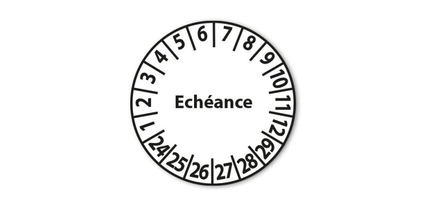 Pastilles d'inspection "Calendrier Échéance" - Adhésif - Ø 25 mm