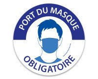 Pictogramme - Port du masque obligatoire - Bleu et blanc  - PVC - 200 mm