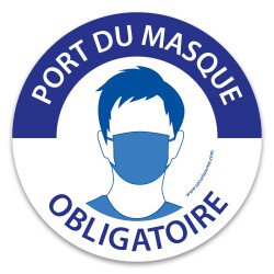 Pictogramme - Port du masque obligatoire - Bleu et blanc
