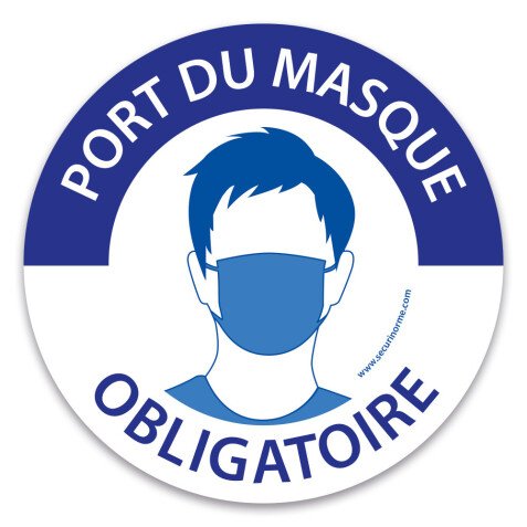 Pictogramme - Port du masque obligatoire - Bleu et blanc