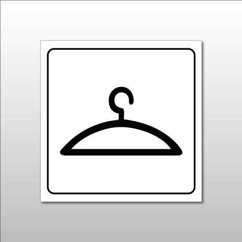 Plaque de signalétique - Pictogramme Vestiaire - Gravoply  - 100 x 100 mm - Blanc sur fond Rouge