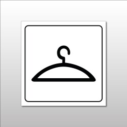 Plaque de signalétique - Pictogramme Vestiaire - Gravoply  - 200 x 200 mm - Blanc sur fond Rouge