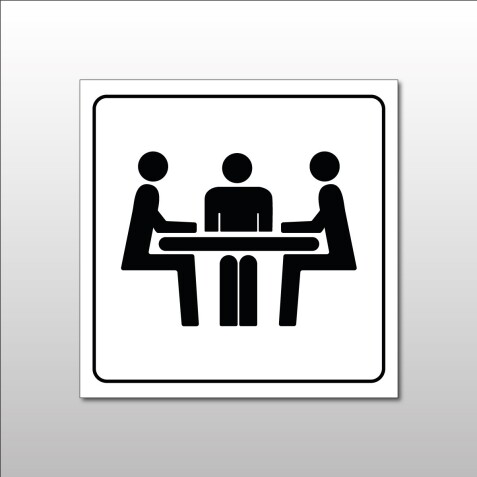 Pictogramme "Salle de Réunion" en Gravoply  - 100 x 100 mm - Noir sur fond Blanc