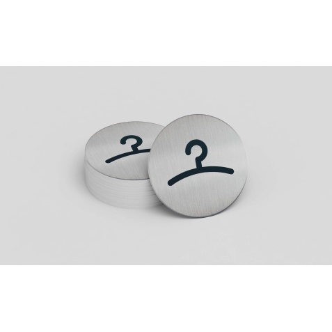 Pictogramme adhésif - Vestiaire rond - 83 mm - Acier brossé