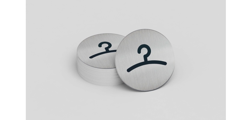 Pictogramme Vestiaire rond Ø83 mm aluminium brossé