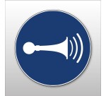 Pictogramme d'Obligation ISO 7010 - Utiliser le klaxon - M029  - 100 mm - Vinyle Souple Autocollant