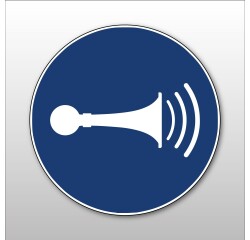 Pictogramme d'Obligation ISO 7010 - Utiliser le klaxon - M029  - 100 mm - Vinyle Souple Autocollant