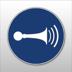 Pictogramme d'Obligation ISO 7010 - Utiliser le klaxon - M029  - 100 mm - Vinyle Souple Autocollant