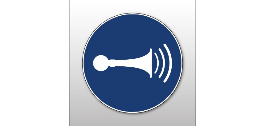 Pictogramme d'Obligation ISO 7010 - Utiliser le klaxon - M029  - 100 mm - Vinyle Souple Autocollant