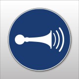 Pictogramme d'Obligation ISO 7010 - Utiliser le klaxon - M029  - 200 mm - Vinyle Souple Autocollant