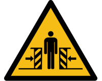 Signalétique de danger - Pictogramme Ecrasement - W019 - ISO 7010  - 100 mm - Vinyle Souple Autocollant