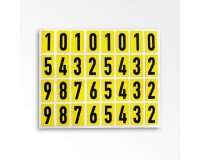 Planche chiffres - Noir sur jaune 15 mm - Tissu plastifié