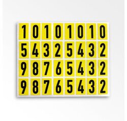 Planche chiffres - Noir sur jaune 15 mm - Tissu plastifié