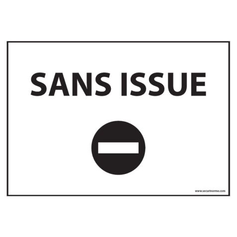 Plaque Interdiction - Gravée Sans Issue - 10x14 cm  - Blanc