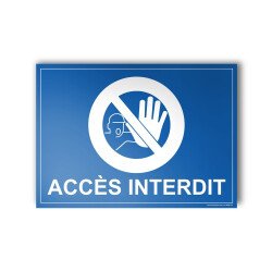 Plaque Interdiction - Accès interdit - 100x140 mm - Gravoply  - Bleu