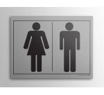 Plaque gravée - Pictogramme WC homme/femme - 10 x 14 cm - Gravoply  - Bleu