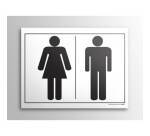 Plaque gravée - Pictogramme WC homme/femme - 10 x 14 cm - Gravoply  - Blanc