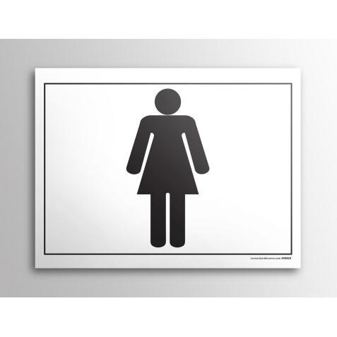 Plaque gravée - Toilettes picto Femme - 10x14 cm - Gravoply  - Blanc