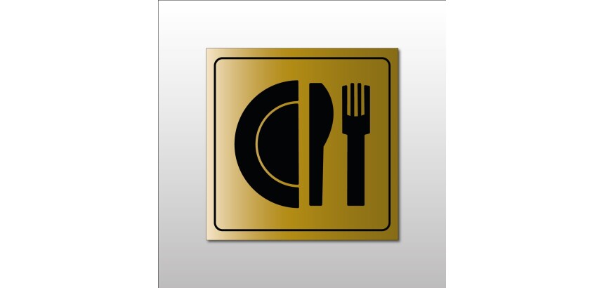 Plaque signalétique gravée - Pictogramme Restaurant - Metallex