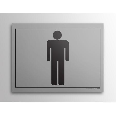 Signalétique WC - Toilettes Hommes - 10 x 14 cm - Gravoply®  - Blanc