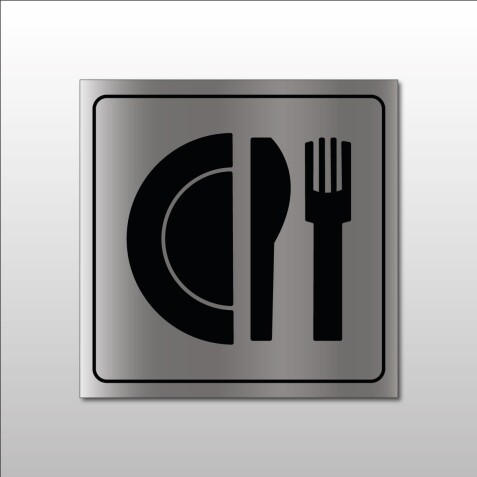 Plaque signalétique gravée - Pictogramme Restaurant - Metallex