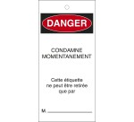 Plaquettes inspection - Danger Condamné Momentanément - 10 ex  - 50 x 110 mm