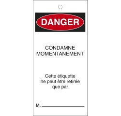 Plaquettes inspection - Danger Condamné Momentanément - 10 ex  - 50 x 110 mm